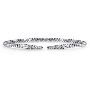 14K White Gold .25Carat TW Bujukan Diamond Spikes Split Bracelet